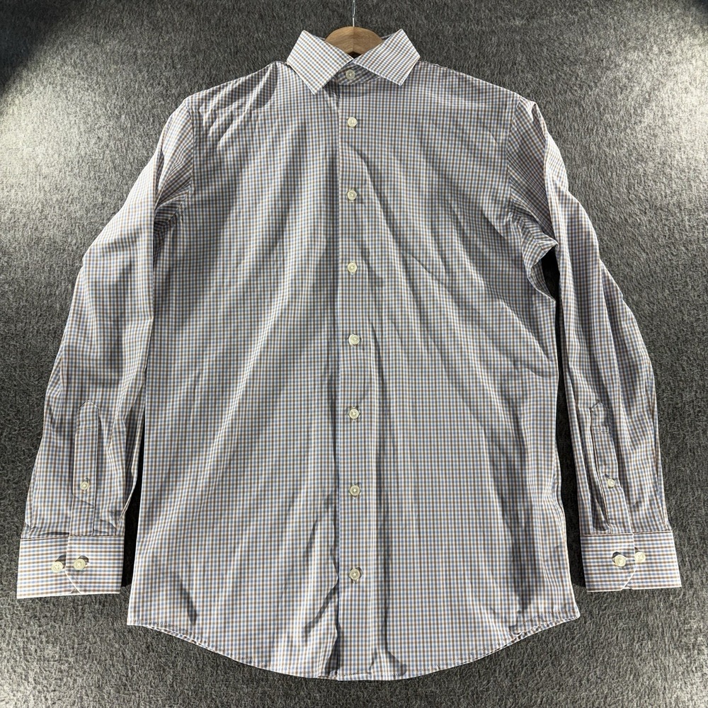 NWOT Collars & Co Apex Performance Dress Shirt Small Blue/White Windowpane